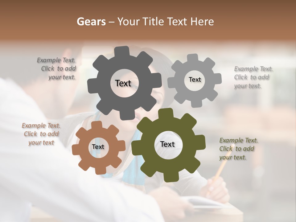 A Woman Sitting At A Desk With A Man PowerPoint Template