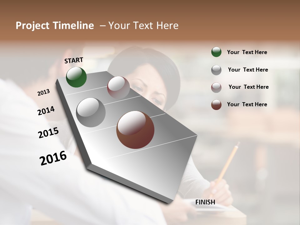 A Woman Sitting At A Desk With A Man PowerPoint Template