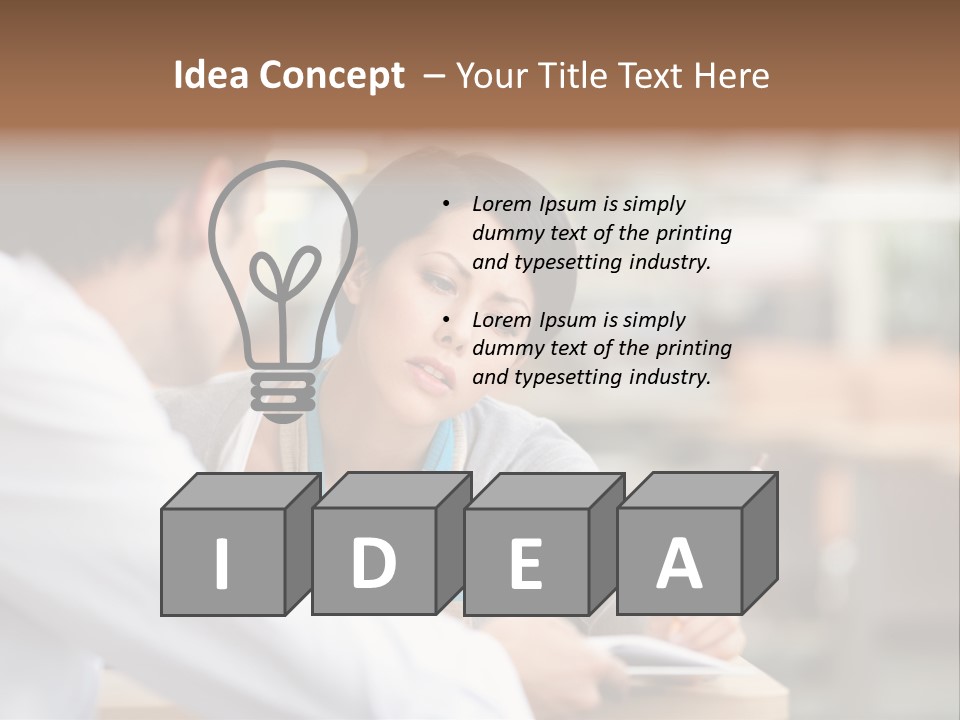 A Woman Sitting At A Desk With A Man PowerPoint Template