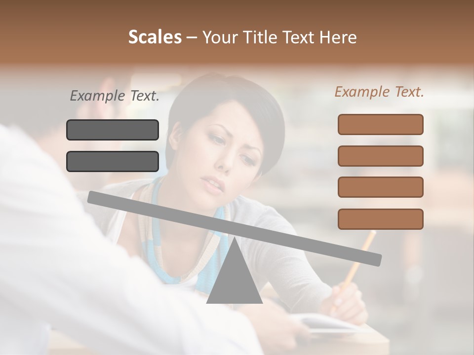 A Woman Sitting At A Desk With A Man PowerPoint Template