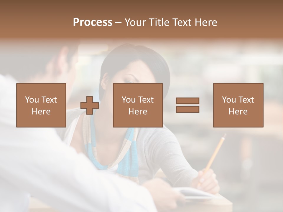 A Woman Sitting At A Desk With A Man PowerPoint Template