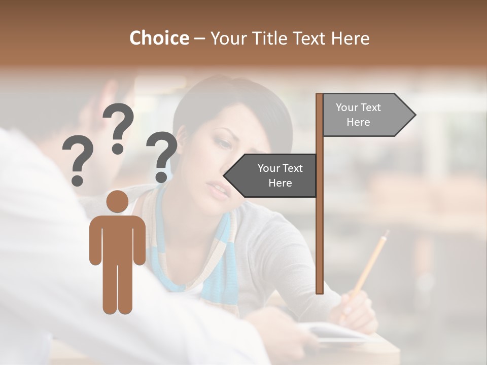 A Woman Sitting At A Desk With A Man PowerPoint Template