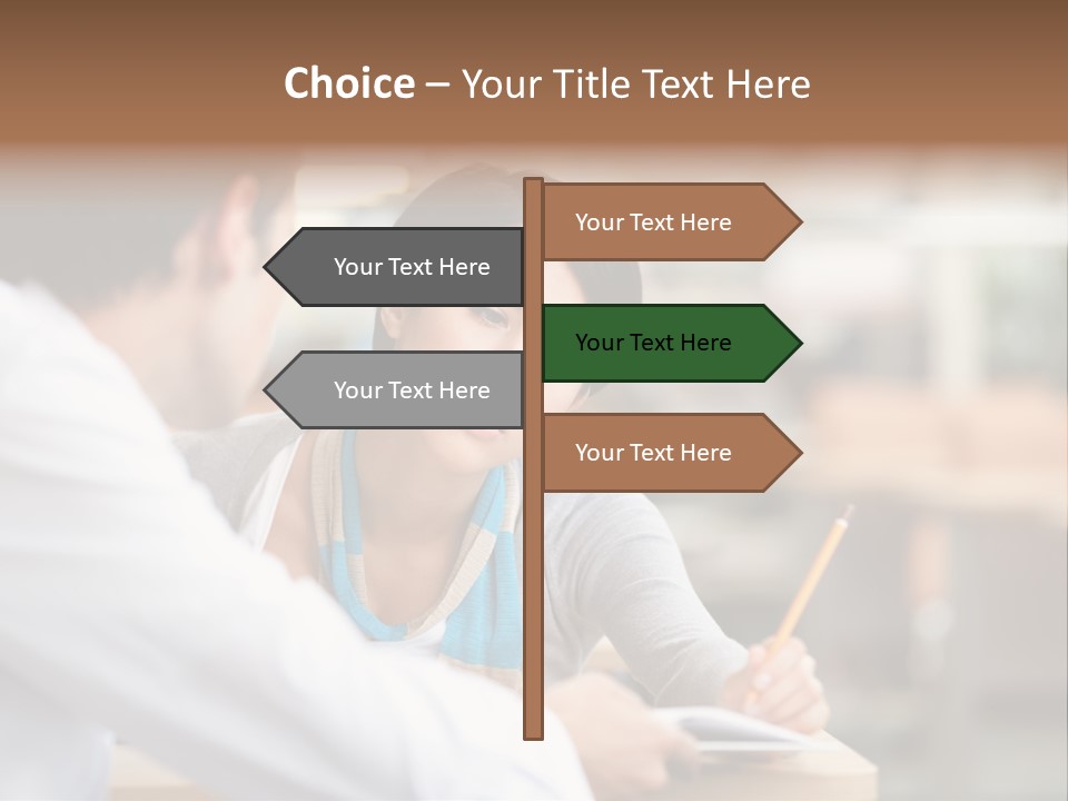 A Woman Sitting At A Desk With A Man PowerPoint Template