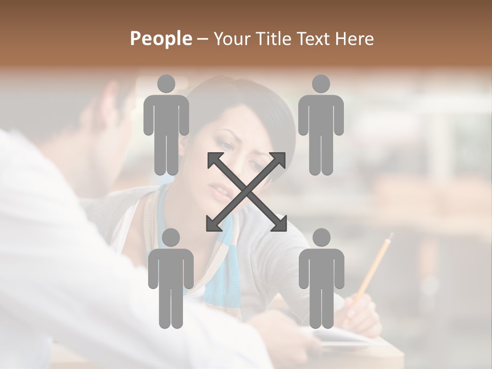 A Woman Sitting At A Desk With A Man PowerPoint Template