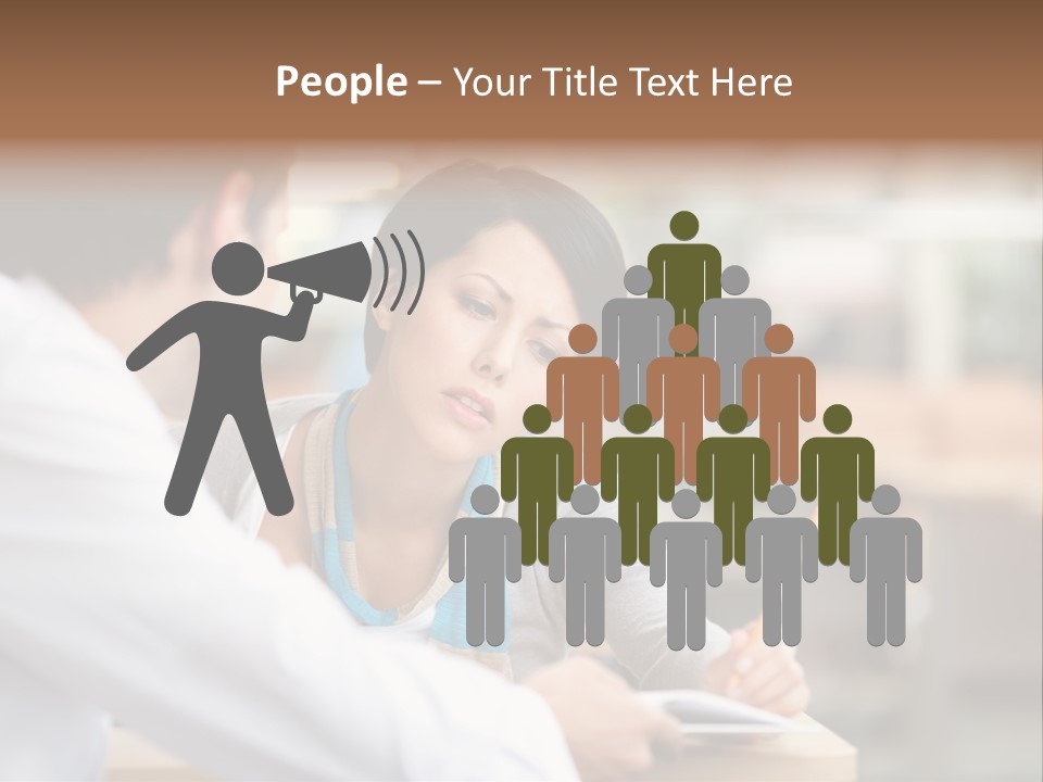 A Woman Sitting At A Desk With A Man PowerPoint Template