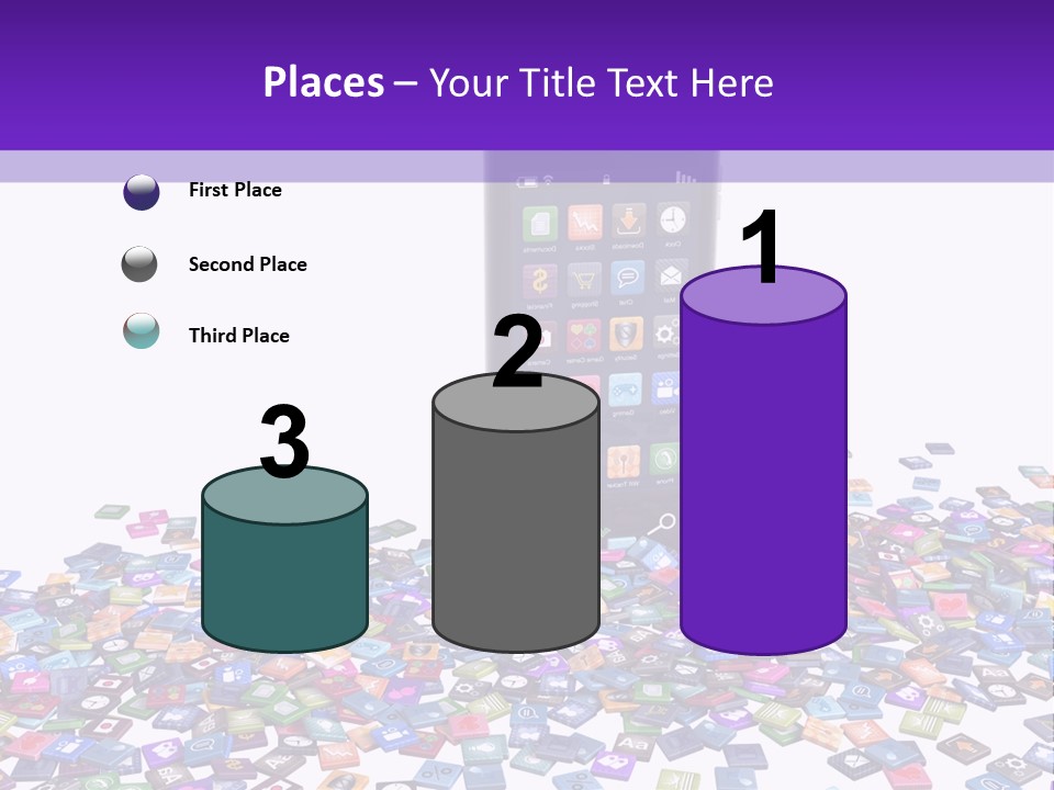 A Cell Phone Sitting On Top Of A Pile Of Colorful Cubes PowerPoint Template