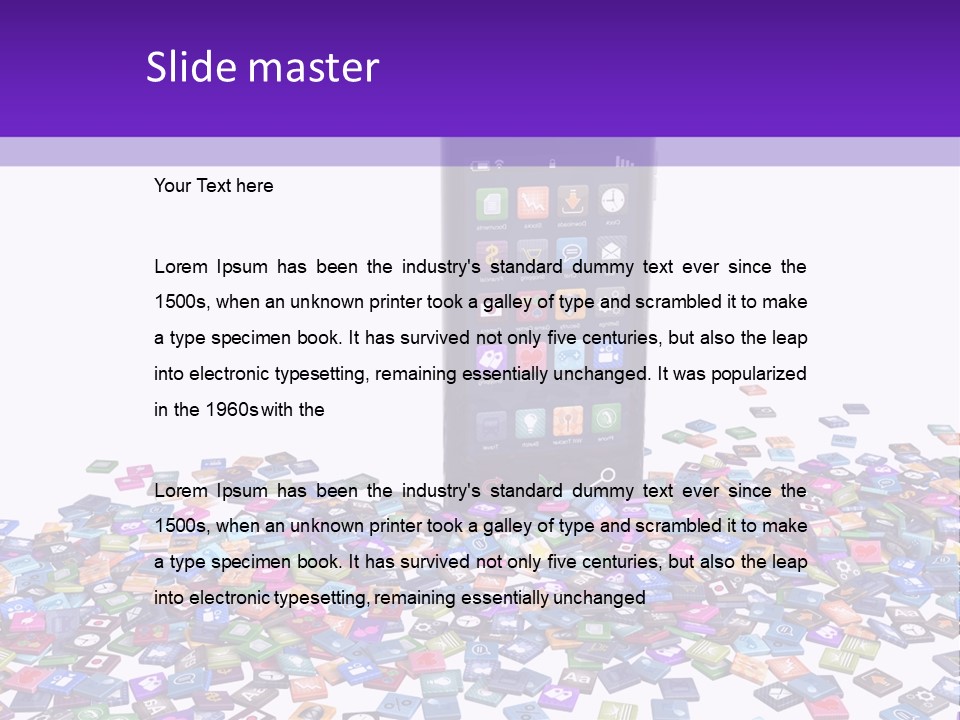 A Cell Phone Sitting On Top Of A Pile Of Colorful Cubes PowerPoint Template