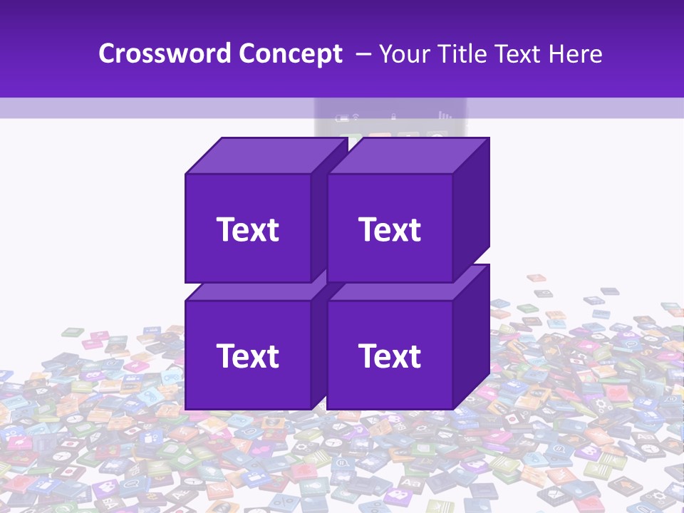 A Cell Phone Sitting On Top Of A Pile Of Colorful Cubes PowerPoint Template