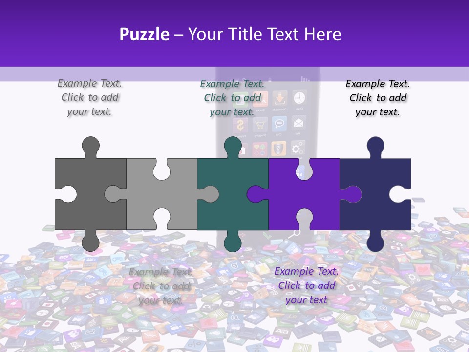 A Cell Phone Sitting On Top Of A Pile Of Colorful Cubes PowerPoint Template