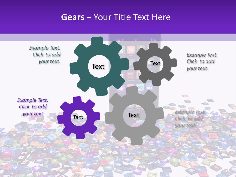 A Cell Phone Sitting On Top Of A Pile Of Colorful Cubes PowerPoint Template