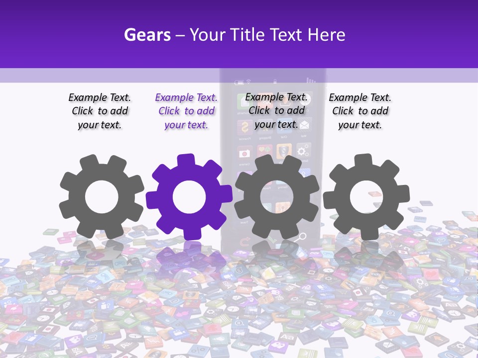 A Cell Phone Sitting On Top Of A Pile Of Colorful Cubes PowerPoint Template