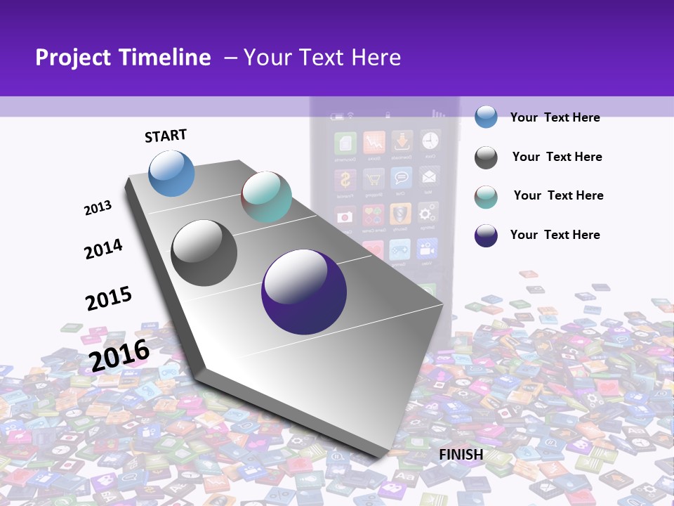 A Cell Phone Sitting On Top Of A Pile Of Colorful Cubes PowerPoint Template