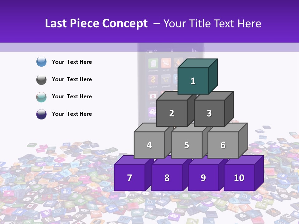 A Cell Phone Sitting On Top Of A Pile Of Colorful Cubes PowerPoint Template