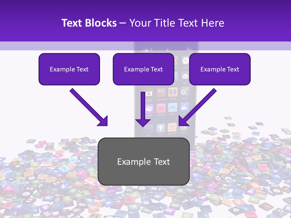 A Cell Phone Sitting On Top Of A Pile Of Colorful Cubes PowerPoint Template