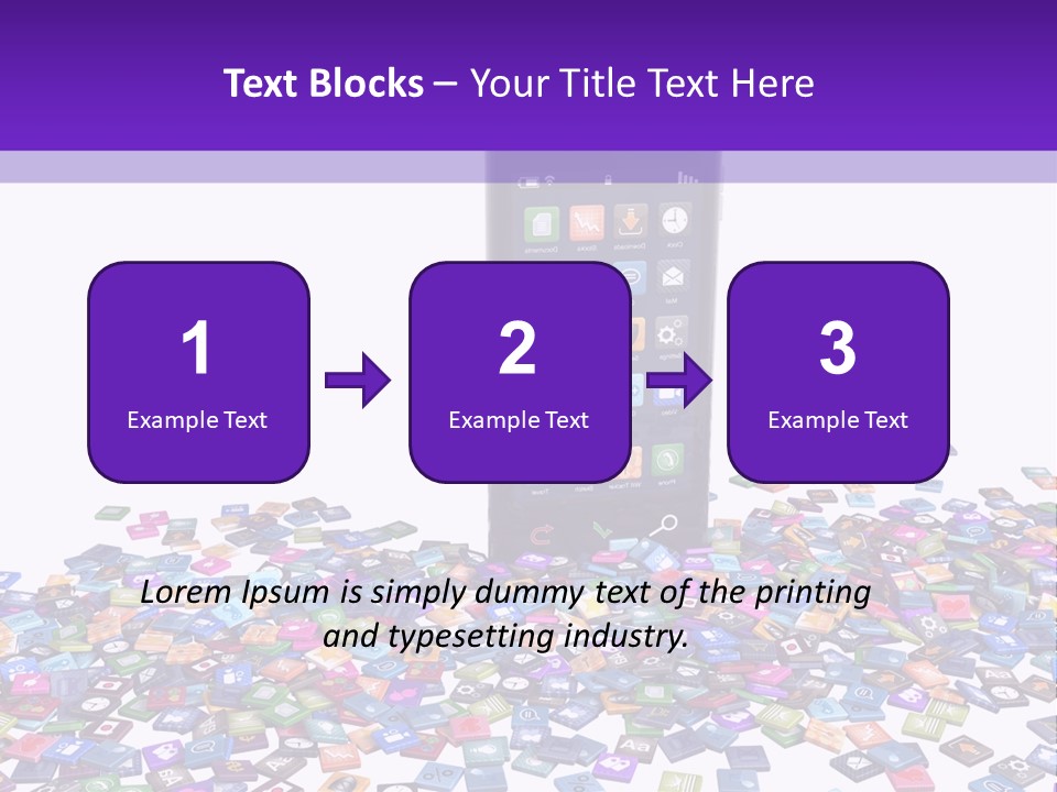 A Cell Phone Sitting On Top Of A Pile Of Colorful Cubes PowerPoint Template