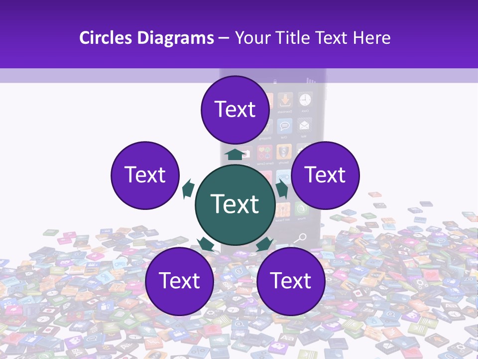 A Cell Phone Sitting On Top Of A Pile Of Colorful Cubes PowerPoint Template