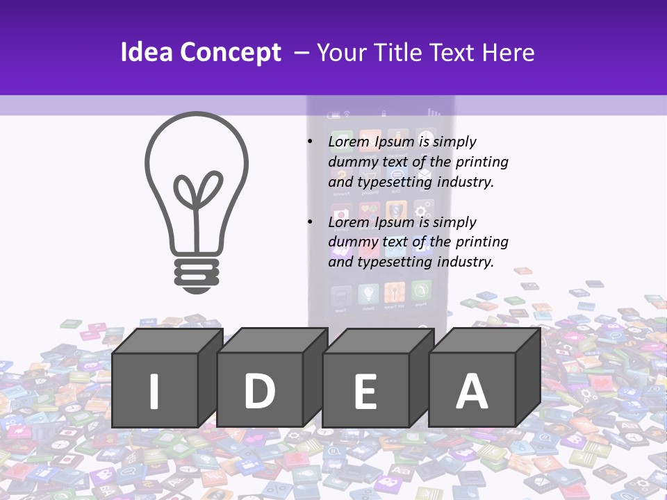 A Cell Phone Sitting On Top Of A Pile Of Colorful Cubes PowerPoint Template