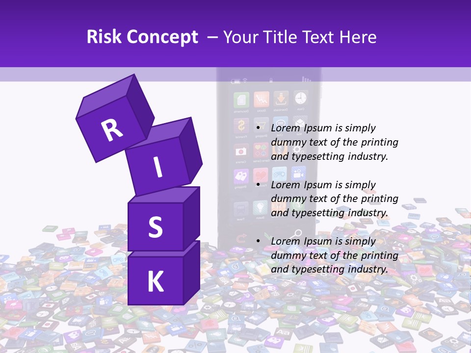 A Cell Phone Sitting On Top Of A Pile Of Colorful Cubes PowerPoint Template