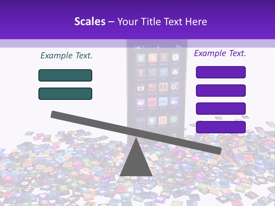 A Cell Phone Sitting On Top Of A Pile Of Colorful Cubes PowerPoint Template