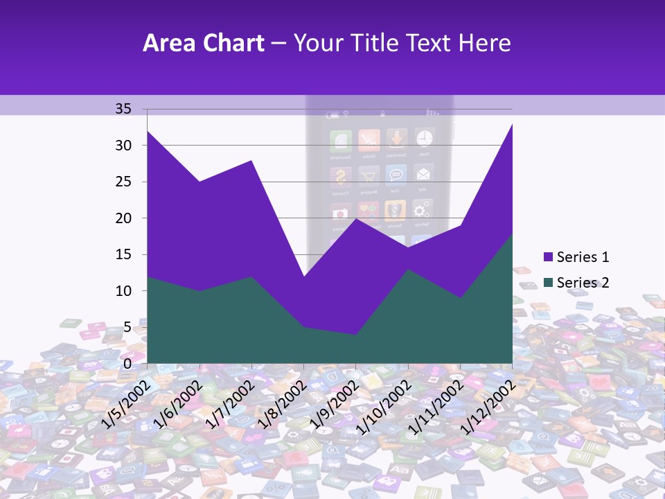 A Cell Phone Sitting On Top Of A Pile Of Colorful Cubes PowerPoint Template