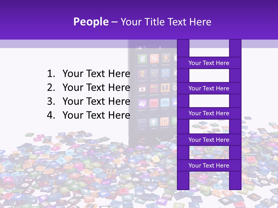 A Cell Phone Sitting On Top Of A Pile Of Colorful Cubes PowerPoint Template