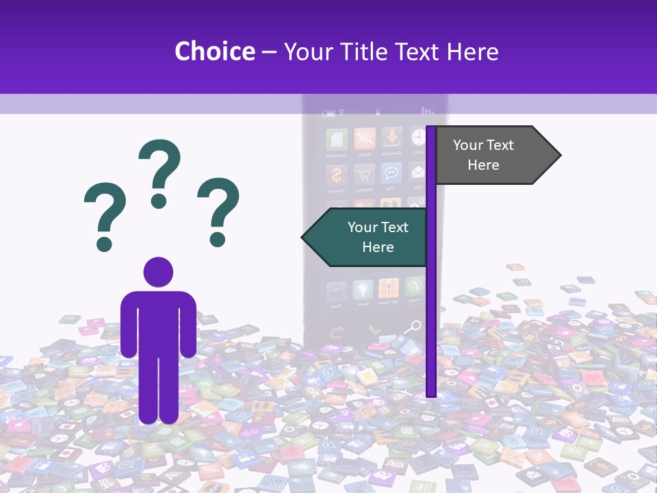 A Cell Phone Sitting On Top Of A Pile Of Colorful Cubes PowerPoint Template