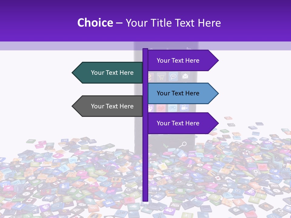 A Cell Phone Sitting On Top Of A Pile Of Colorful Cubes PowerPoint Template