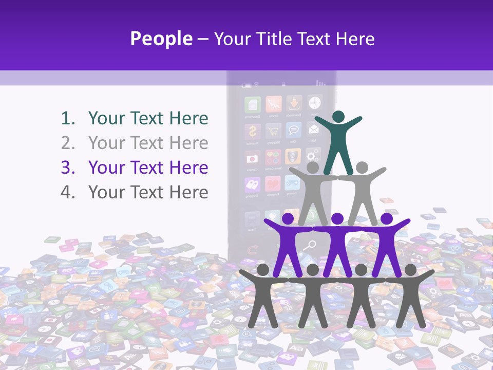 A Cell Phone Sitting On Top Of A Pile Of Colorful Cubes PowerPoint Template