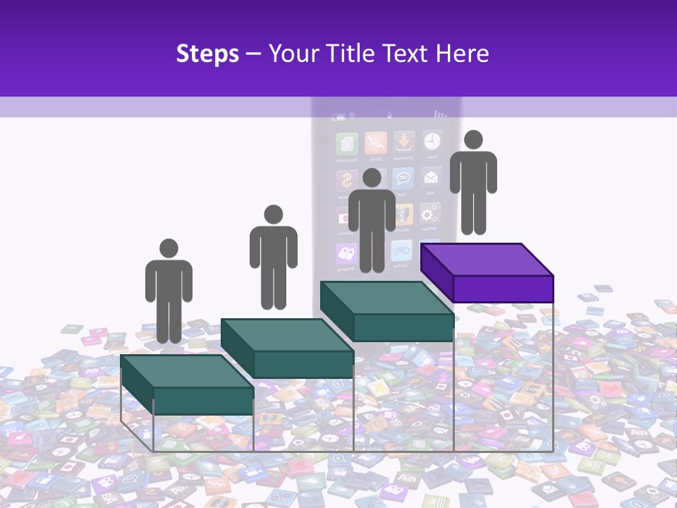 A Cell Phone Sitting On Top Of A Pile Of Colorful Cubes PowerPoint Template