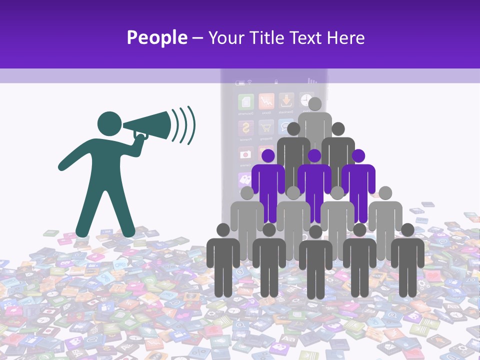 A Cell Phone Sitting On Top Of A Pile Of Colorful Cubes PowerPoint Template