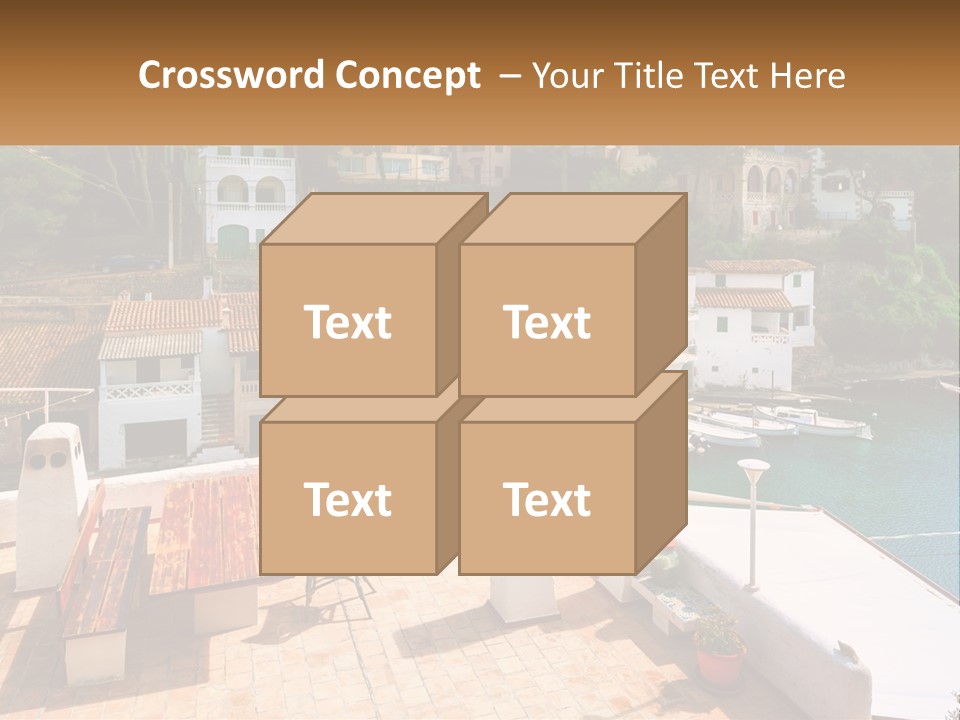 A View Of A Harbor With Boats In The Water PowerPoint Template