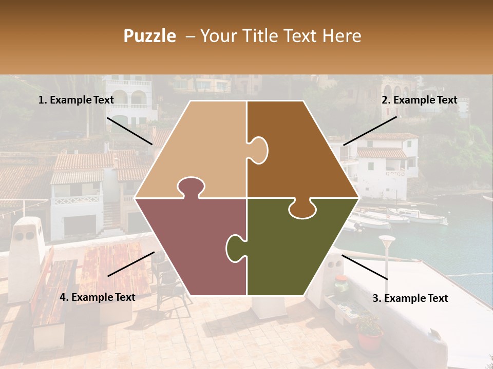 A View Of A Harbor With Boats In The Water PowerPoint Template