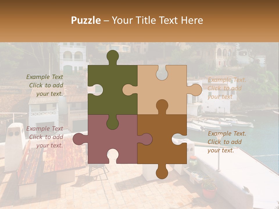 A View Of A Harbor With Boats In The Water PowerPoint Template