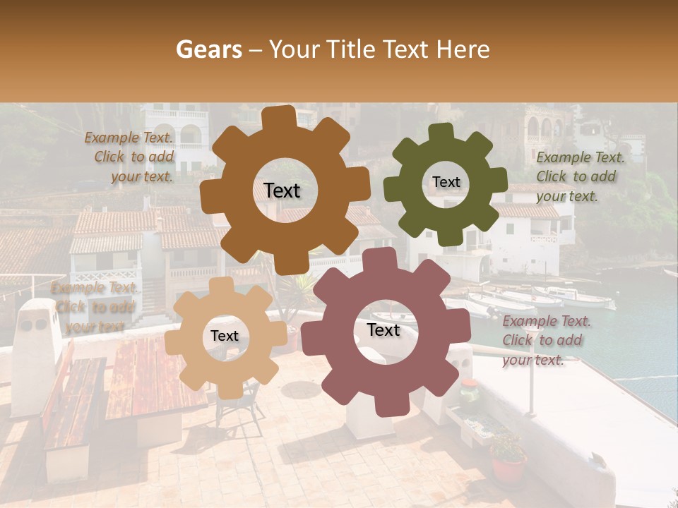 A View Of A Harbor With Boats In The Water PowerPoint Template