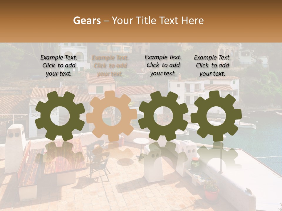 A View Of A Harbor With Boats In The Water PowerPoint Template