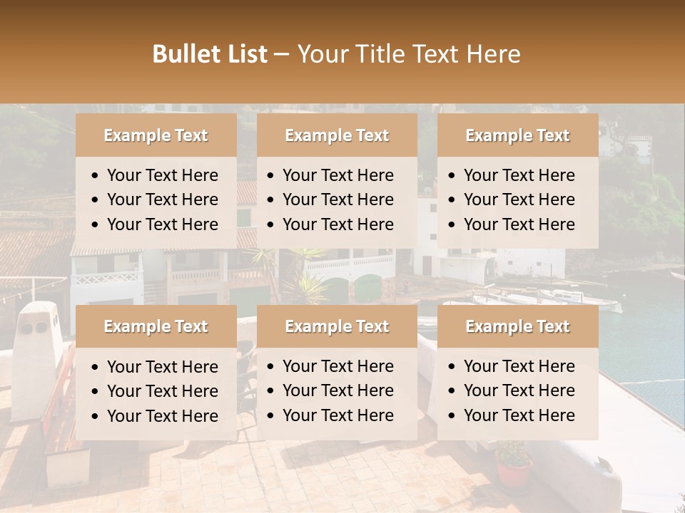 A View Of A Harbor With Boats In The Water PowerPoint Template