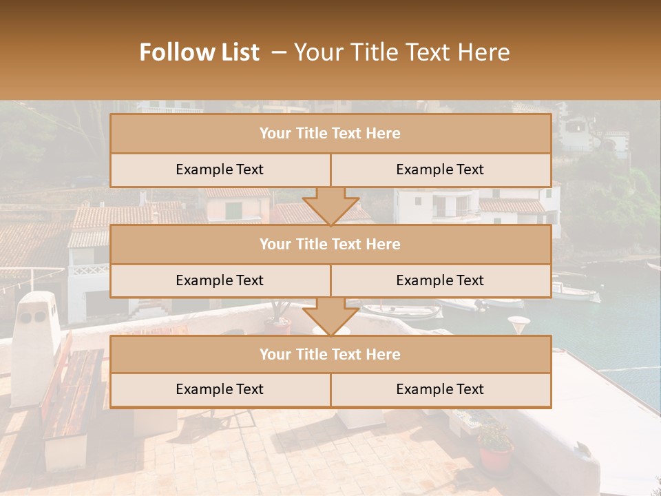 A View Of A Harbor With Boats In The Water PowerPoint Template