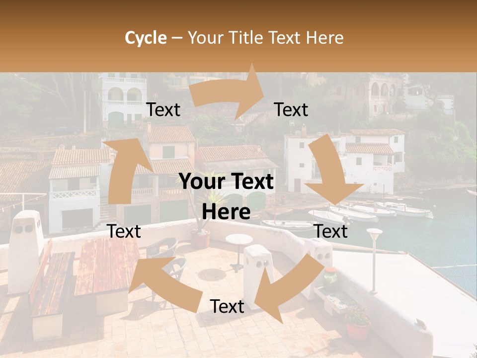 A View Of A Harbor With Boats In The Water PowerPoint Template