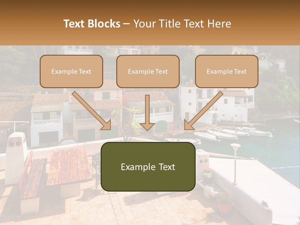 A View Of A Harbor With Boats In The Water PowerPoint Template