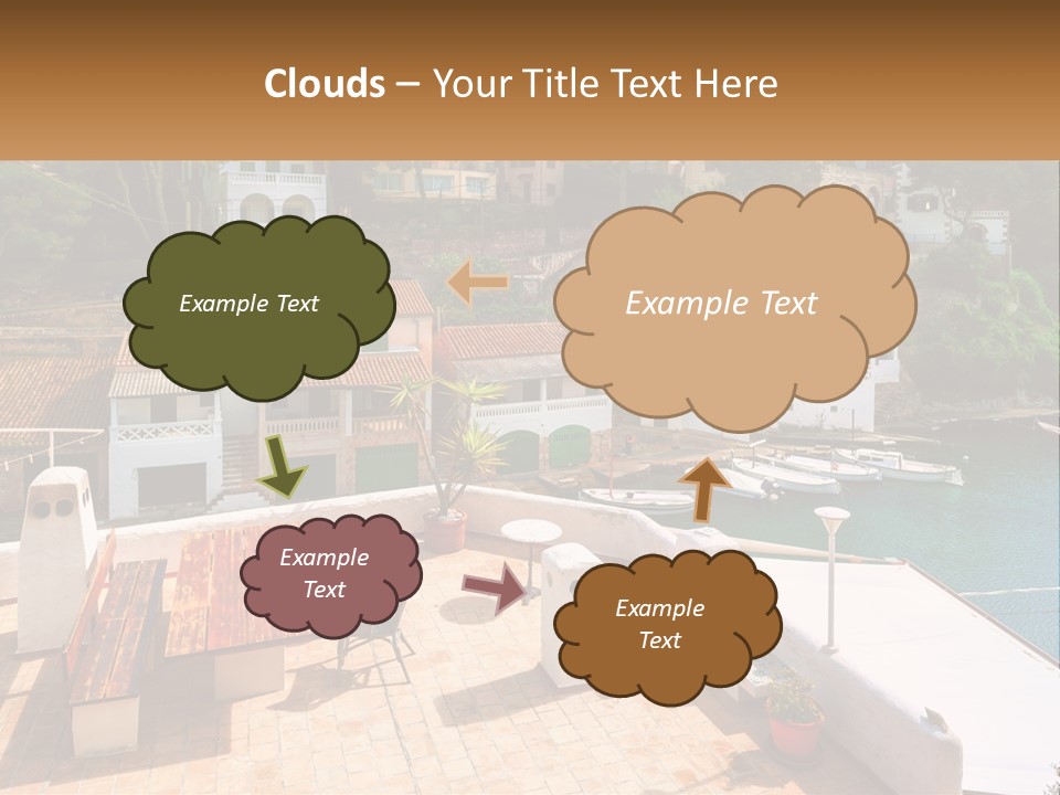 A View Of A Harbor With Boats In The Water PowerPoint Template