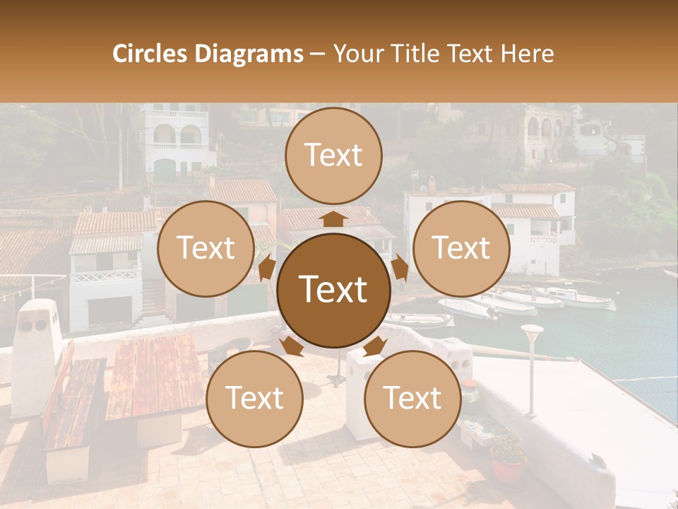 A View Of A Harbor With Boats In The Water PowerPoint Template