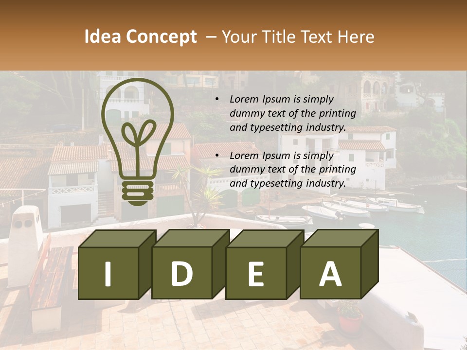 A View Of A Harbor With Boats In The Water PowerPoint Template