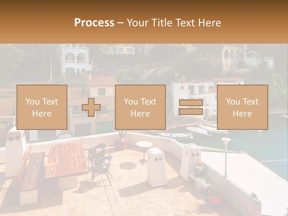 A View Of A Harbor With Boats In The Water PowerPoint Template