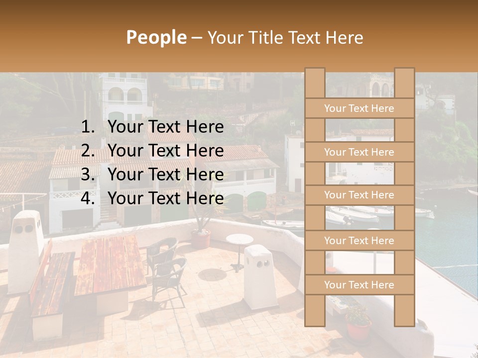 A View Of A Harbor With Boats In The Water PowerPoint Template