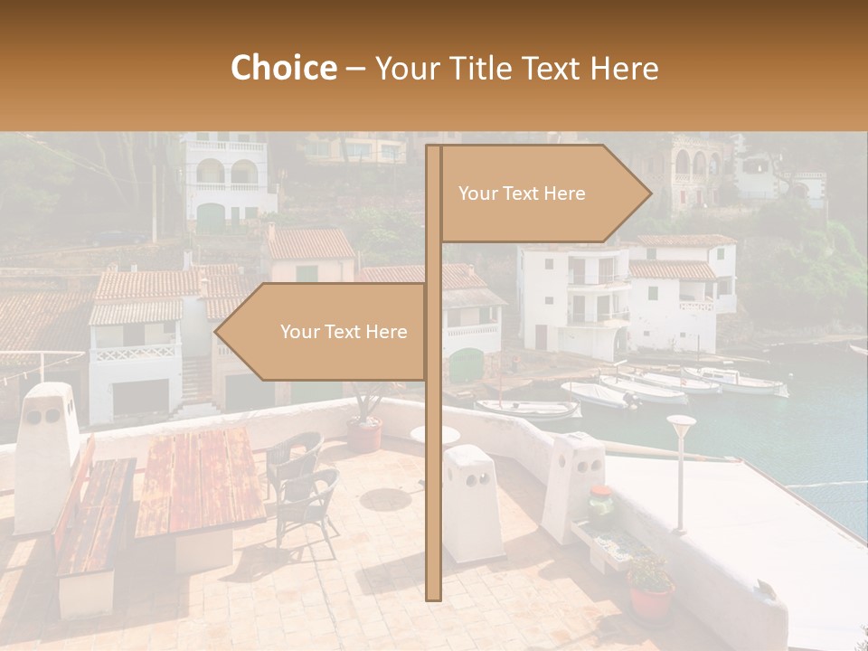 A View Of A Harbor With Boats In The Water PowerPoint Template