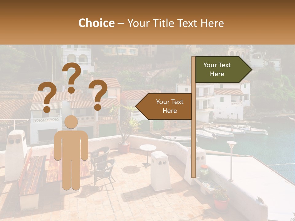 A View Of A Harbor With Boats In The Water PowerPoint Template