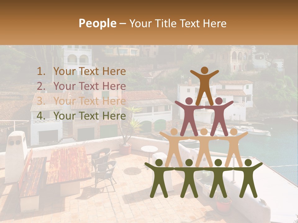 A View Of A Harbor With Boats In The Water PowerPoint Template