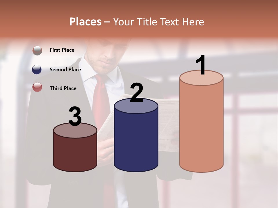 A Man In A Suit Reading A Newspaper PowerPoint Template