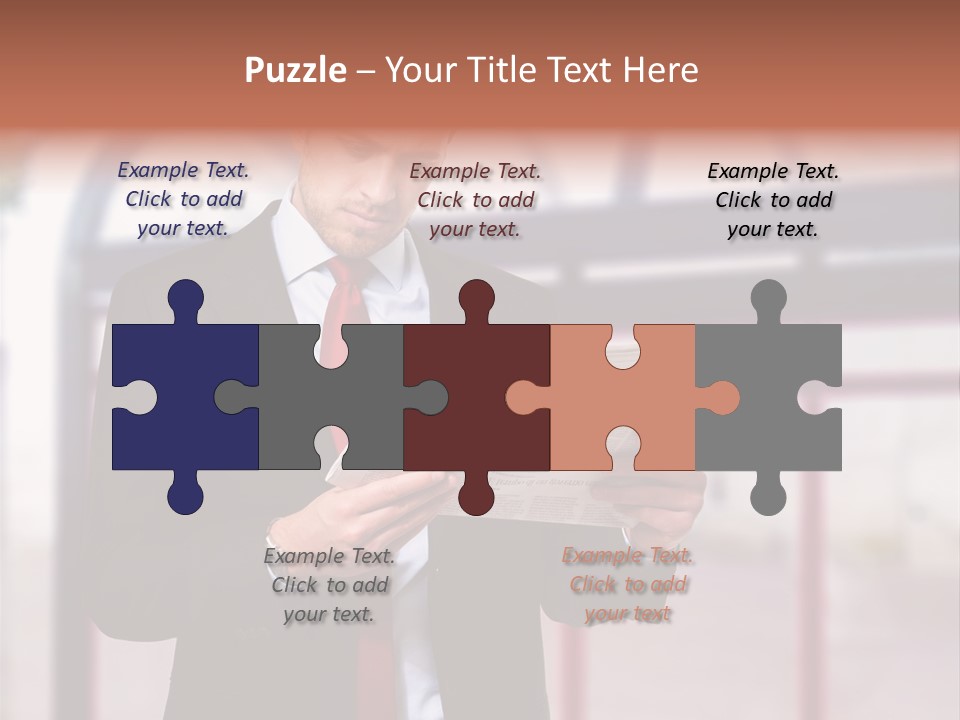 A Man In A Suit Reading A Newspaper PowerPoint Template