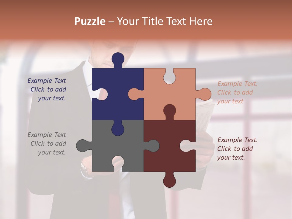 A Man In A Suit Reading A Newspaper PowerPoint Template